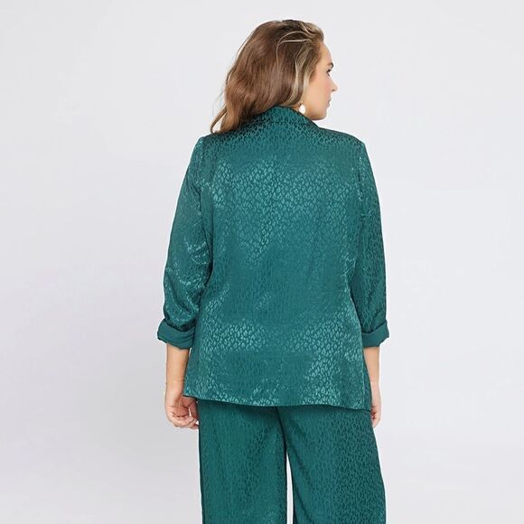 L*Space Green Bennytt Viscose Blazer Ultramarine Emerald Green Leopard Print 6 - Picture 8 of 13